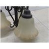 Image 10 : 2 Hanging Light Fixtures: Brushed Stainless with 5 Bubble Glass Shades, 41" Tall & Matte Black with 