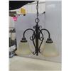Image 12 : 2 Hanging Light Fixtures: Brushed Stainless with 5 Bubble Glass Shades, 41" Tall & Matte Black with 