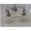 Image 2 : 2 Hanging Light Fixtures: Brushed Stainless with 5 Bubble Glass Shades, 41" Tall & Matte Black with 