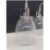 Image 4 : 2 Hanging Light Fixtures: Brushed Stainless with 5 Bubble Glass Shades, 41" Tall & Matte Black with 