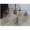 Image 5 : 2 Hanging Light Fixtures: Brushed Stainless with 5 Bubble Glass Shades, 41" Tall & Matte Black with 