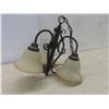 Image 8 : 2 Hanging Light Fixtures: Brushed Stainless with 5 Bubble Glass Shades, 41" Tall & Matte Black with 