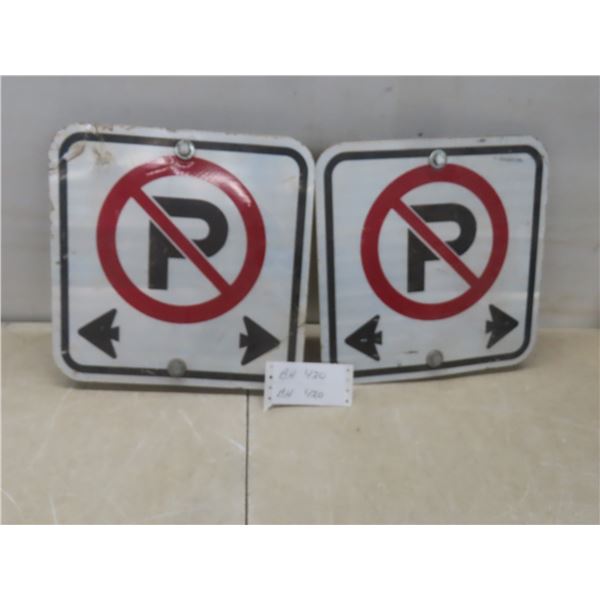 2 Metal "No Parking" Signs: 12½" x 12"