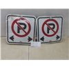 Image 1 : 2 Metal "No Parking" Signs: 12½" x 12"