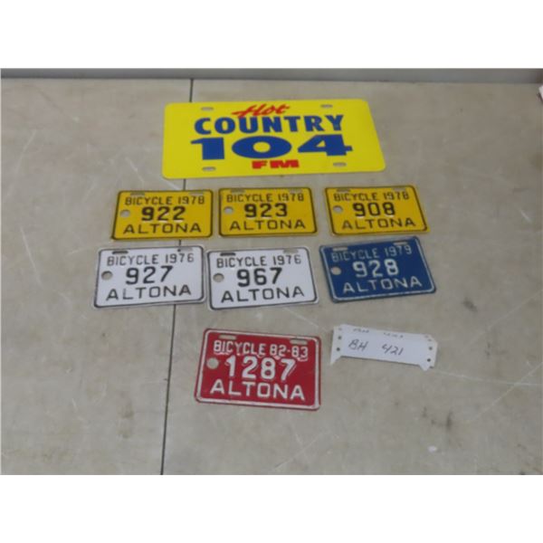 7 Altona Bicycle Licence Plates and Country 104 Novelty Plate