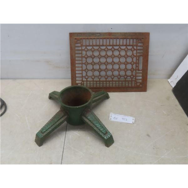 Vintage Cast Christmas Tree Stand and Register Grate – 15 3/4" x 12"