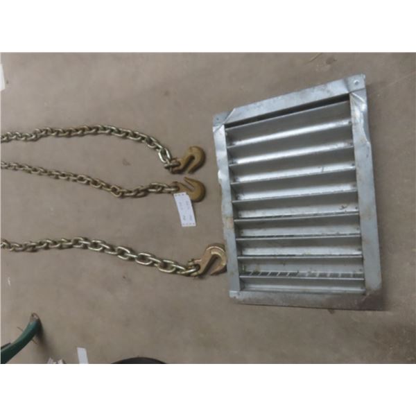 2 Chains with Hooks Approx 77" & 180" Long  and Galvanized Vent – 20½" x 15"