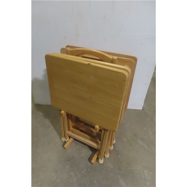 Wood Folding TV Tables with Rack – Qty 4
