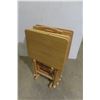 Image 1 : Wood Folding TV Tables with Rack – Qty 4