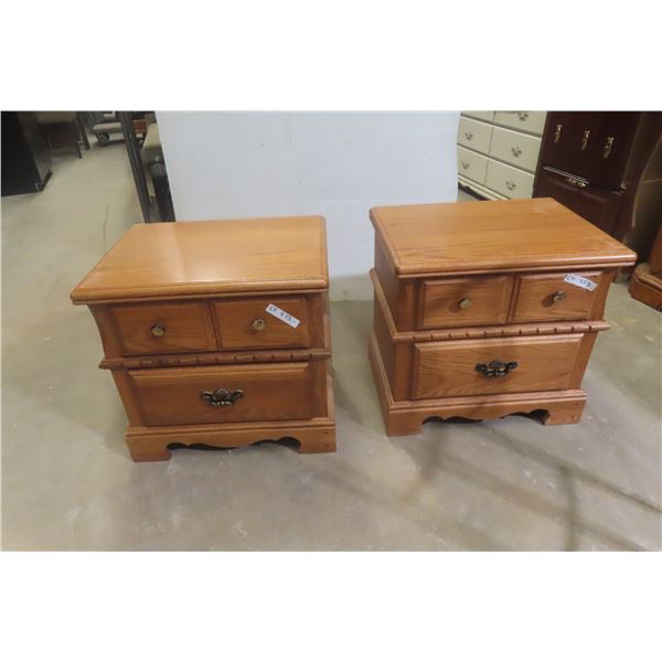 Oak Nightstands/End Tables – Qty 2 – 24" x 24" x 18"