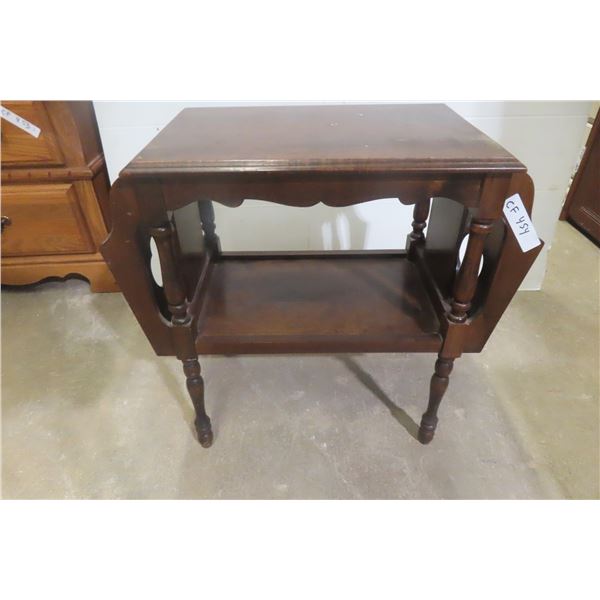 Antique Walnut Magazine Stand – 22" x 23" x 13"