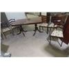 Image 1 : Pedestal Table – 30" x 54" x 38" with Two 12" Leaves and 6 Chairs – Cherry Finish
