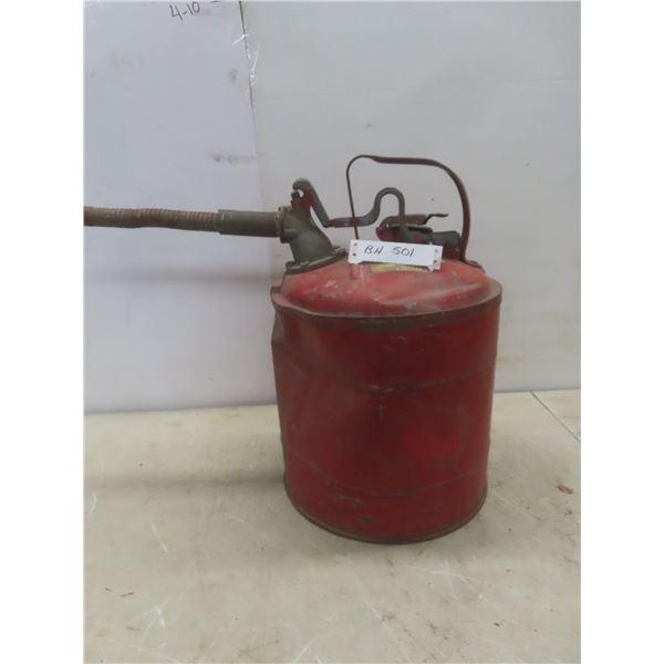 Vintage Metal Gas Can with Brass Tag