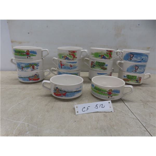 14 Campbell's Soup Bowls – Featuring "Campbell Kids" in Various Activities