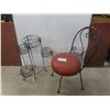 Image 1 : Wrought Iron Patio Chair and Plant Stand
