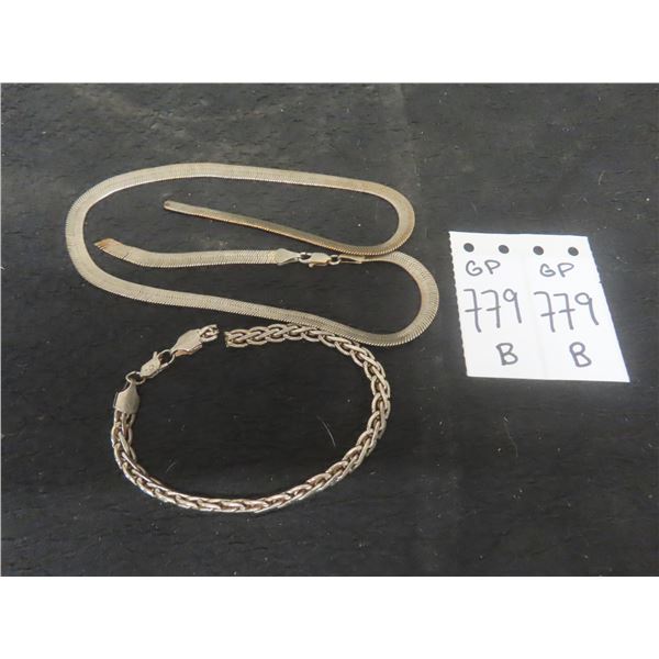 Bracelet and Necklace, Both Broken – Stamped 14K