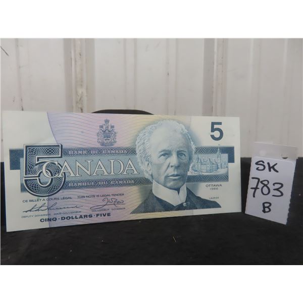 Uncirculated 1986 Canadian $5 Bill