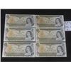 Image 1 : 6x 1973 Uncirculated $1 Bills With Consecutive Serial No.