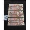 Image 1 : 3x 1986 Uncirrculated Canada $2 Bills