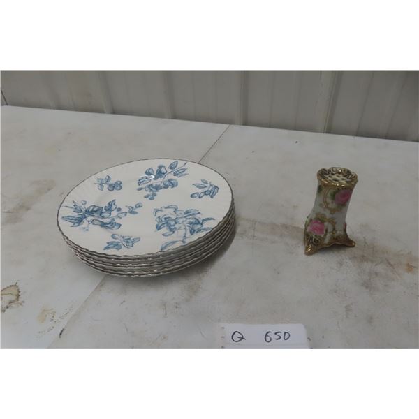 6 Royal Worcester Plates and Nippon China Hatpin Holder