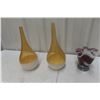 Image 1 : 2 Amberglass Teardrop Vases and Italian Venini Vase