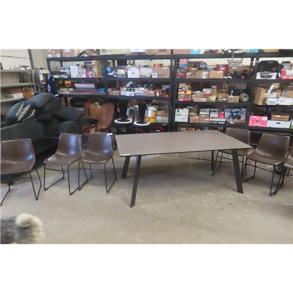 Amisco Harley Dining Table with 6 Ashley Centair Dining Chairs