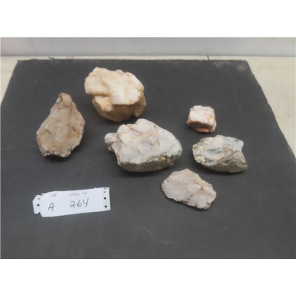 6 Quartz Pieces Largest 2 3/4" x 4½" x 3"