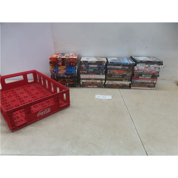 DVDs with Cases and Discs in Coca-Cola Collectible Crate – Qty 52
