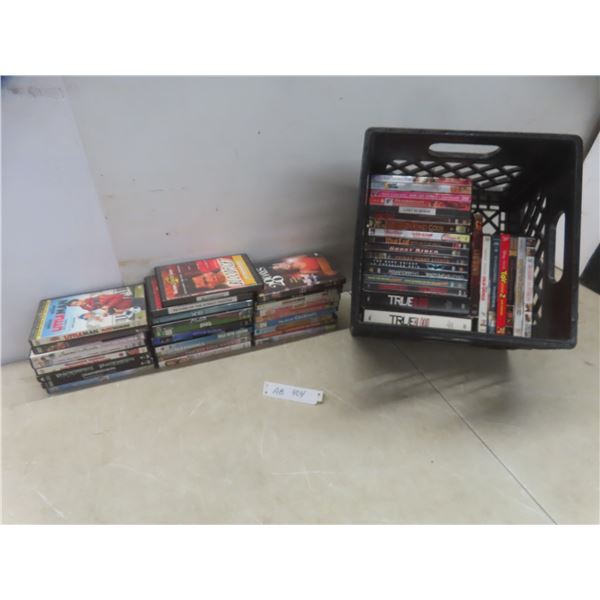 DVD Movies with Milk Crate – Qty 54