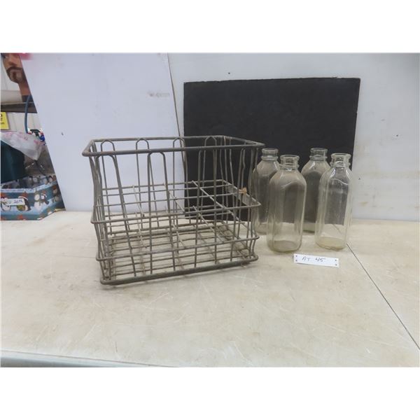 Modern Milk Case with 4 Milk Bottles