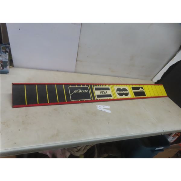 Metal Sign – Visa, Mastercard, Petro Canada, en Route – 6" x 58"