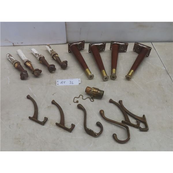  4 Claw and Ball Foot Furniture Legs, 6 Large Bronze Coat Hooks and 4 Mid-Century Modern