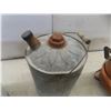 Image 4 : Galvanized Gas Can, Metal Pail and Large Copper Pot on Stand