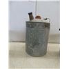 Image 5 : Galvanized Gas Can, Metal Pail and Large Copper Pot on Stand