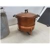Image 6 : Galvanized Gas Can, Metal Pail and Large Copper Pot on Stand