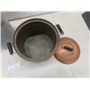Image 7 : Galvanized Gas Can, Metal Pail and Large Copper Pot on Stand