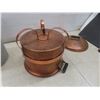 Image 9 : Galvanized Gas Can, Metal Pail and Large Copper Pot on Stand