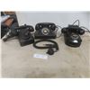 Image 1 : 3 Vintage Phones and Ham Radio Cord (Damage on Back of No-Dial Phone)