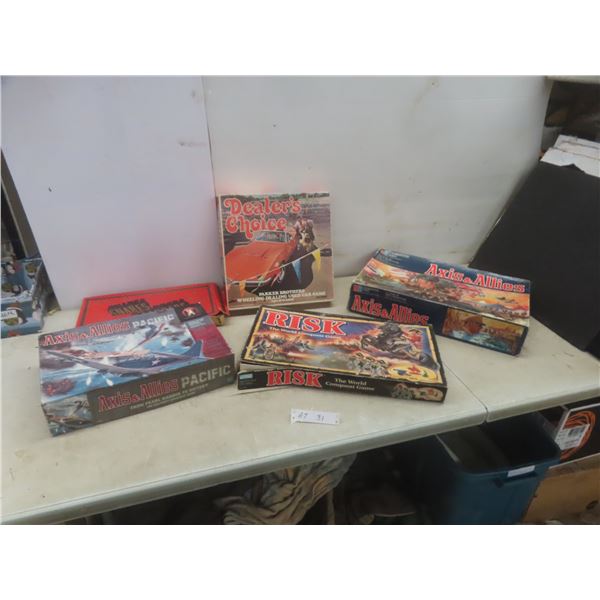 6 Vintage Board Games: Snakes and Ladders, Risk, Dealer's Choice, Alias and 