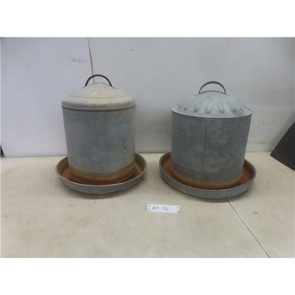 Galvanized Chicken Feeders – Qty 2