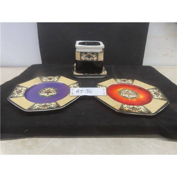 Wedgwood "The Cube" Teapot, Hot Plate and 2 Plates