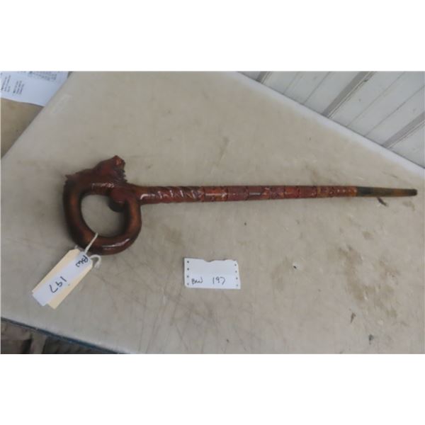 Vintage Wild Boar Wood Cane and Stick