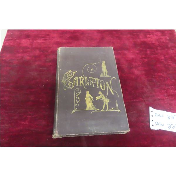 Antique Book – Works of William Carleton, 1880–1890, with Decorative Victorian Illustrations and Sh