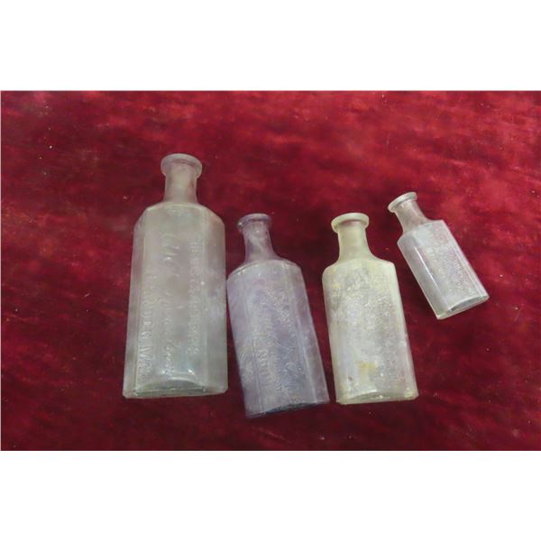Rare Antique Brandon Drug Store Bottles – Qty 4: Rexall Clements (x2), Mac Fee's Red Cross Store an