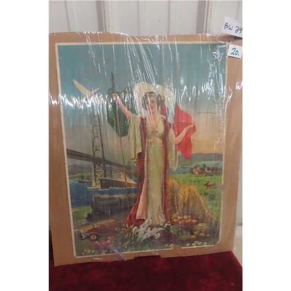 1915 Pride and Memory – The Italian Immigration to the Americas Poster – 15" x 30" (Some Wear, Penc