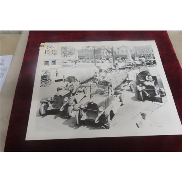 Antique Log Transportation Scene – Early 20th Century (c.1921–1925) – Automobile-Style Print – 20"