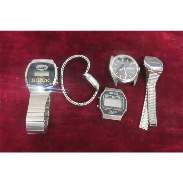 Vintage Watches – Qty 5: Citizen Quartz, Phasar Quartz, Timex Quartz and Buick
