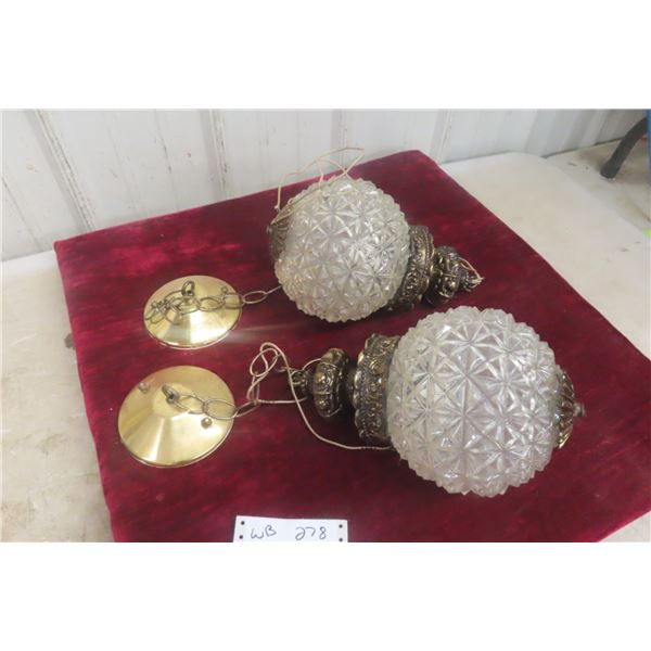 Vintage Mid-Century Modern Ceiling Fixture Glass Lights