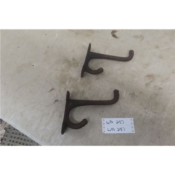 Antique Large Cast Iron Acorn-Style Horse Harness or Farmhouse Hooks – Qty 2