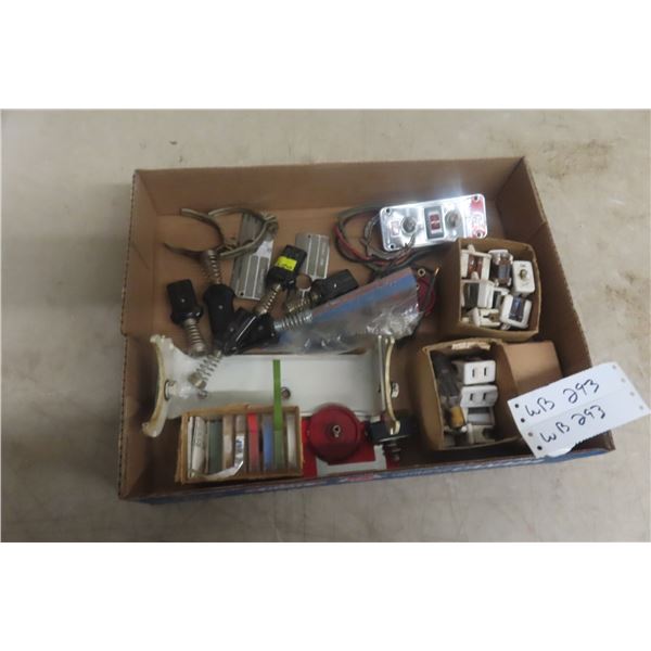 Antique Electrical Switches, Knobs, Emblem Plates, and More